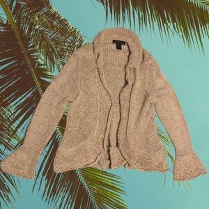 90s vintage “Venue” cable crochet knit waterfall cardigan bell flare sleeves